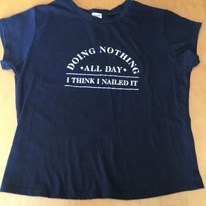 Garage Dk Blue Crop Top Tee Juniors Medium